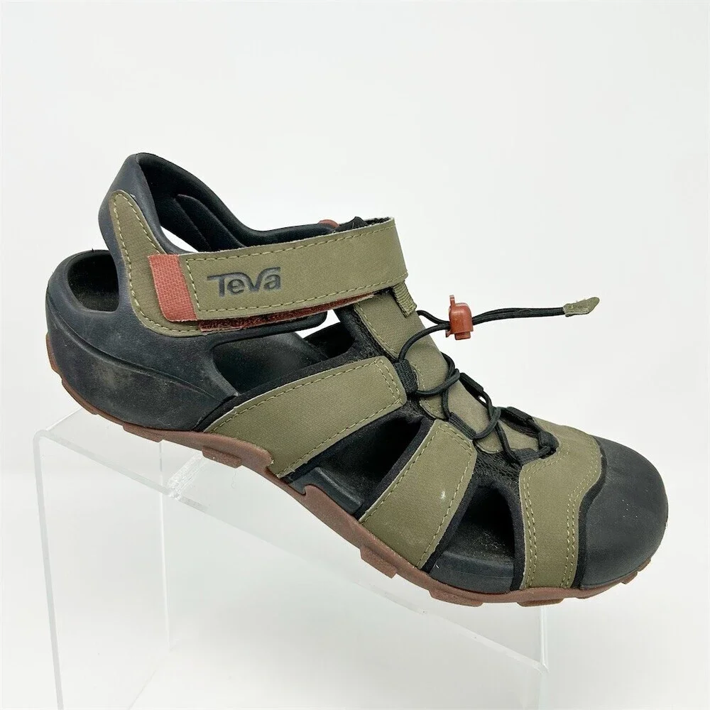 Teva Flintwood Men's Closed-Toe Sport Water Sandals Dark Olive Bungee Size 8